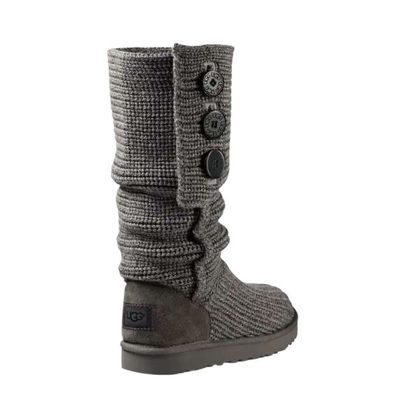 UGG AUSTRALIA WOMEN'S Grey CLASSIC CARDY KNIT TALL SWEATER BOOTS SIZE US 9 - Picture 1 of 8
